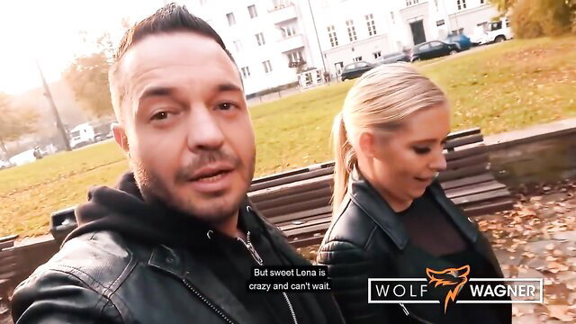 Wolf Wagner with busty blondes Lou Nesbit and Lia Louise outdoors