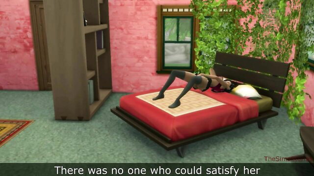 Sims 4 animated Asian milf in lingerie stockings on bed yoga pose
