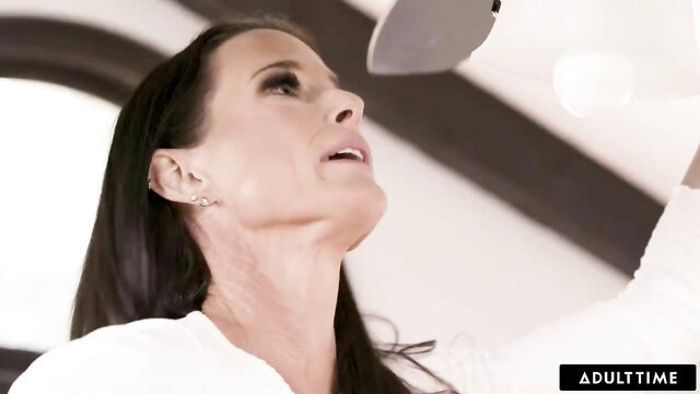 Sofie Marie looks up passionately in white top, Adult Time