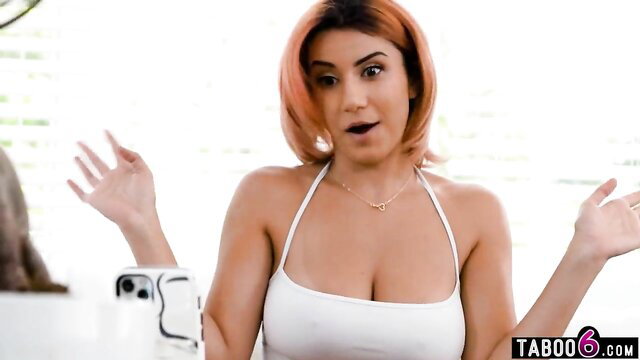 Roxie Sinner Arab teen in tight white top, hands up surprised