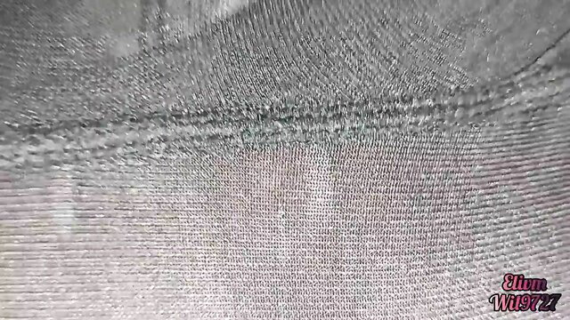 Closeup of girl's sheer skirt with no panties, upskirt tease