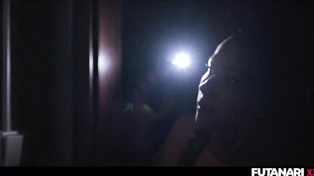 Veronica Leal in dark room with flashlight, hot Colombian futa tease