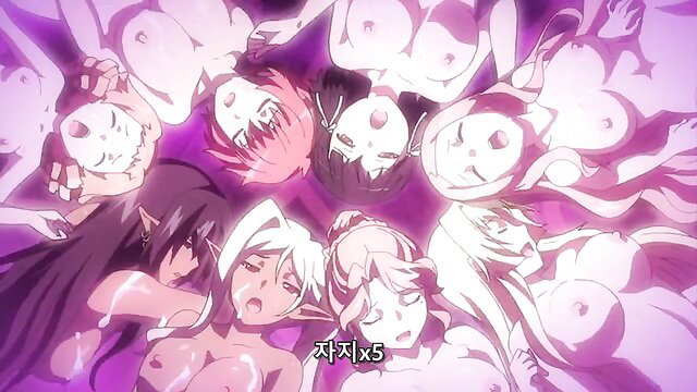 Hentai orgy: 7 nude anime girls in circle bukkake cum-covered faces