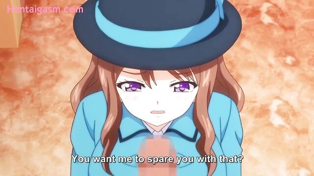 Hentai girl in blue uniform and hat glares demandingly, Korashame 2