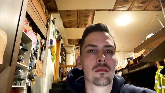 Amateur white guy with black hair in hoodie, intense deepthroat thumbnail