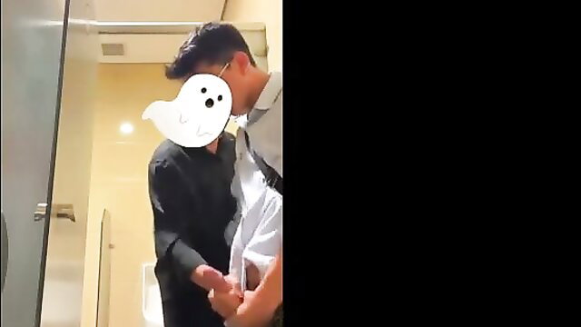 Asian gay twinks drain cock in public bathroom amateur vid