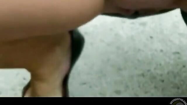 Hot outdoor upskirt tease revealing shaved pussy closeup