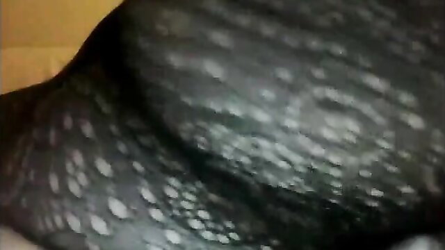 Fat tranny ass in sheer black pantyhose closeup tease