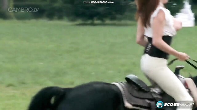 Terry Nova Christy Marks sexy horseback riding in tight white pants