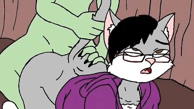 DND feline catgirl OC fucked doggystyle by goblin monster