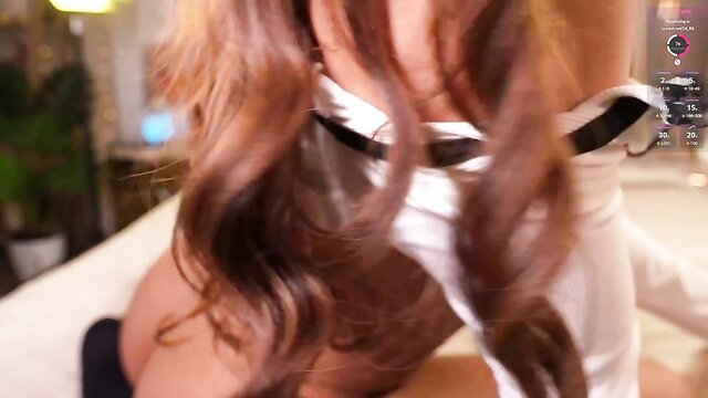 sary_hott closeup dildo masturbation, wavy brown hair, sexy curves