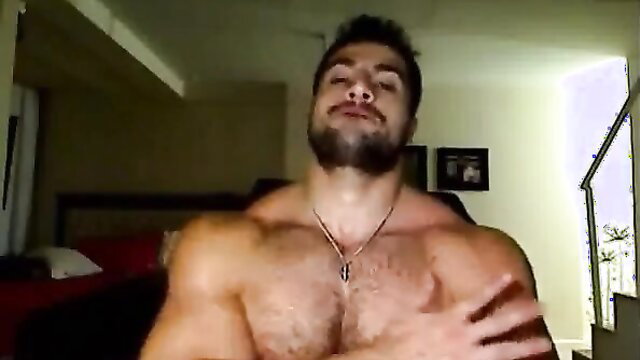 Muscular daddy flexing huge hairy chest in Daddy's Muscle Flex