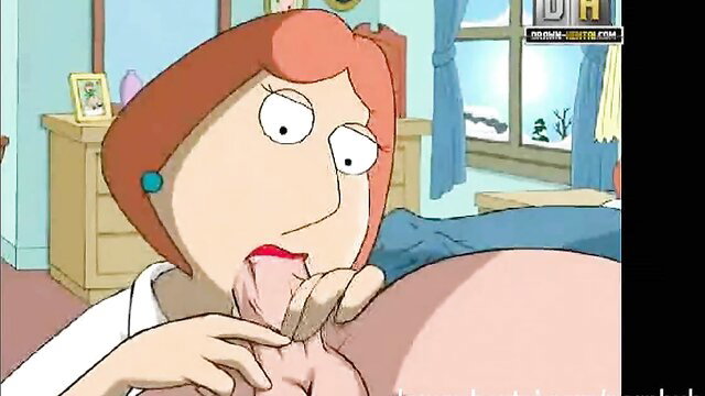 Lois Griffin naughty redhead giving blowjob in Family Guy porn