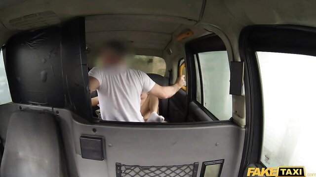 Fake Taxi driver fucking hot babe in cab POV cumshot scene