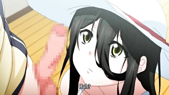 Two anime girls in hats, one censored handjobbing, JAV Toshi Densetsu Ep.3