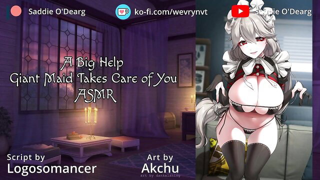 Saddie O'Dearg giant maid ASMR big tits lingerie tease