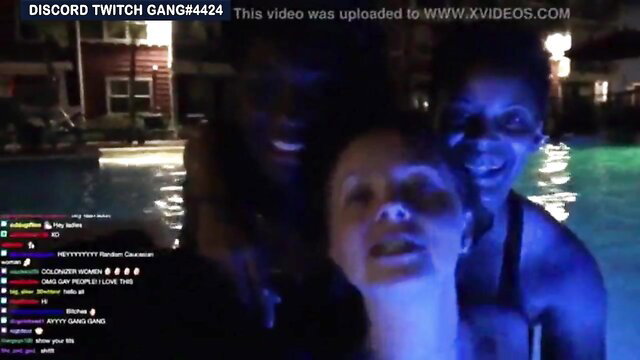 Twitch streamer accidental nip slip flashing boobs poolside with friends