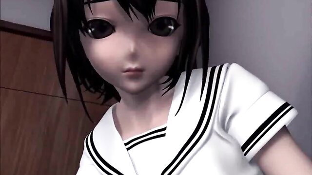 Anime schoolgirl tranny in sailor uniform closeup face