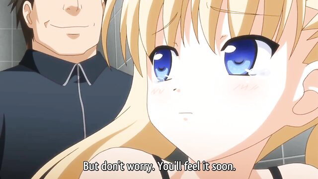 Blonde anime girl with teary blue eyes in JAV hentai scene