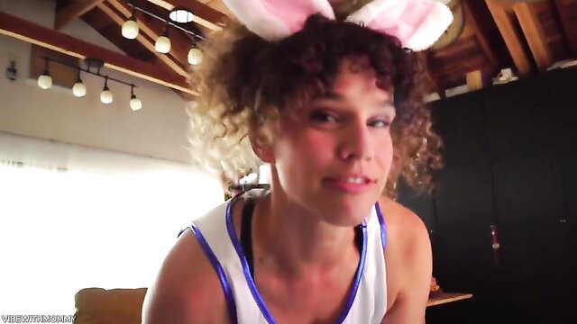 Curly-haired VibeWithMommy Lola Bunny in bunny ears tank top