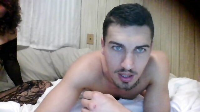 playboyspade333 nude on bed with woman in lingerie, Chaturbate couple cam