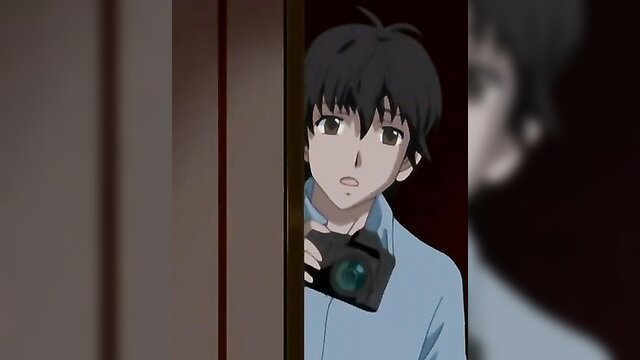 Anime boy peeking with camera in Academy Sisters hentai