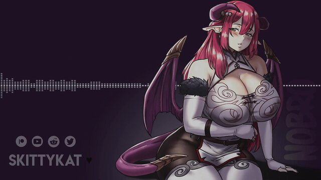Skittykat as seductive succubus mommy in lingerie, red hair & horns