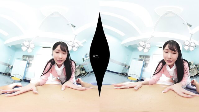 Cute Japanese nurse in pink uniform teases huge censored cock POV VR hospital scene