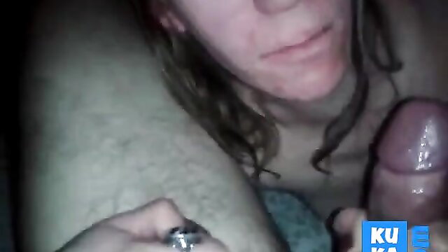 Amateur homeless blowjob closeup, woman sucking thick cock POV