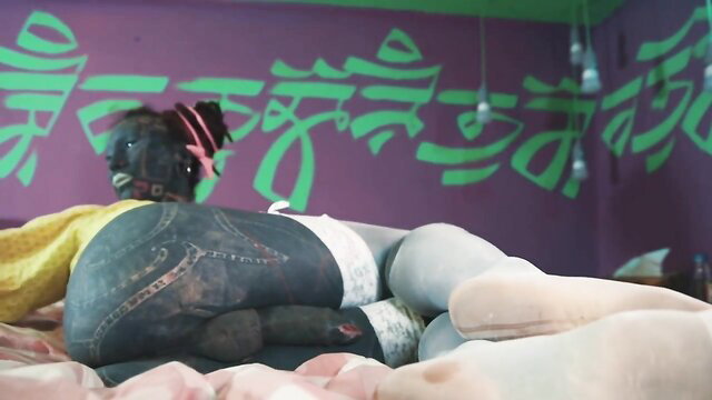 Lily Lou cosplay TS tattooed ladyboy anal dildo solo play