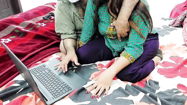 Sobia Nasir Pakistani student groped by man on bed while using laptop
