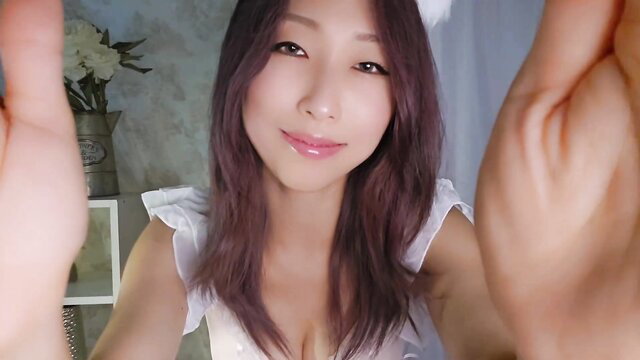Nalbi ASMR closeup smiling in sheer lingerie, gentle care tease