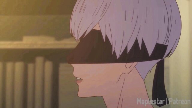 Silver-haired anime girl with blindfold from NieR Automata by MapleStar