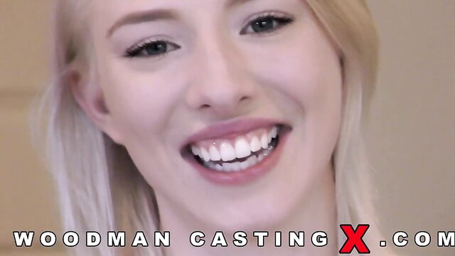Smiling cute blonde in Woodman Casting X amateur audition thumbnail