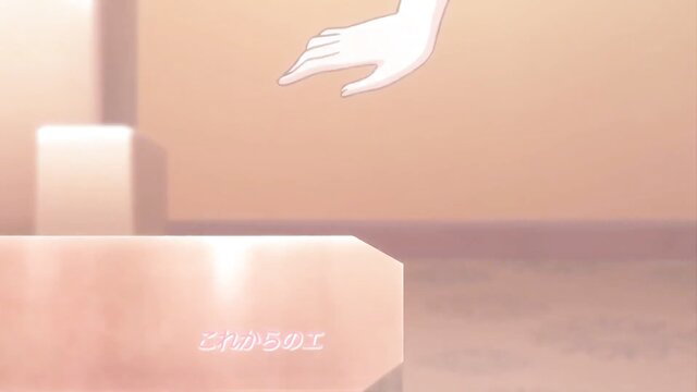 Anime hentai girl pale hand reaching out in warm glow scene