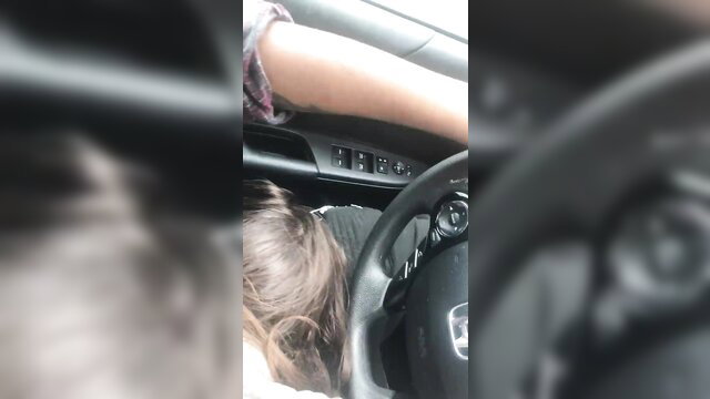 Blonde bestie bows over soaked in car during lesbo training tease