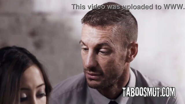 Oriental teen looks at teacher in taboo virginity creampie scene