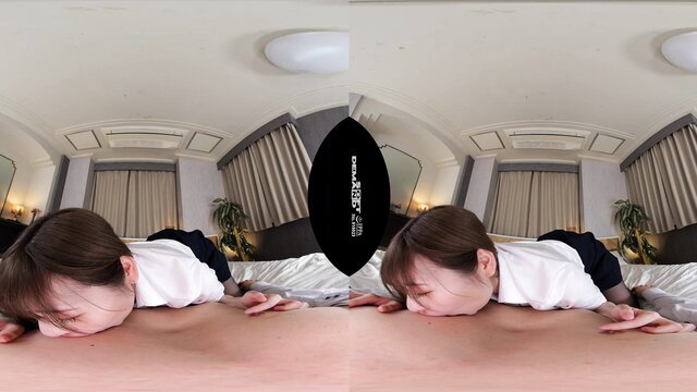 Asian schoolgirl face down ass up VR pov, massive tits spilling out