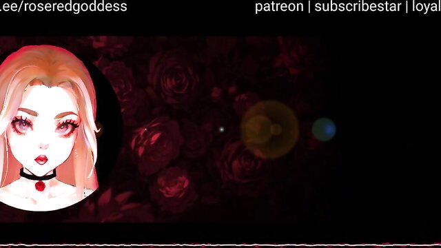 Roseredgoddess seductive anime girl with red lips, roses, erotic futa vibe
