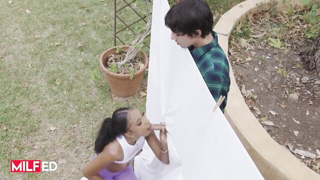 Olivia Jayy blows neighbor outdoors in Milfed workout cuckold scene