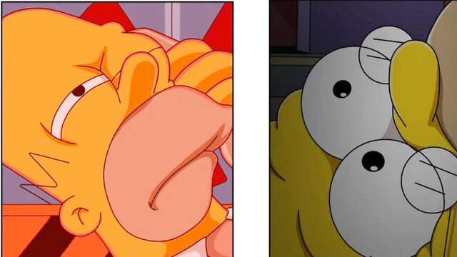 Homer Simpson gropes Marge's face in Simpsons parody porn thumbnail