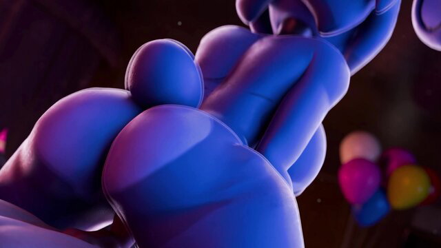 Thick blue anthropomorphic bunny girl teasing huge ass and balls in 4K