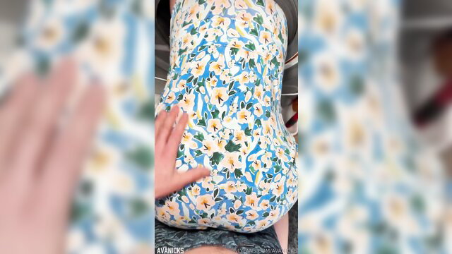 Ava Nicks thick ebony stepmom stuck in floral swimsuit, big ass up