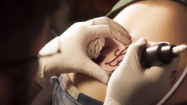 Ina Marija Bartaité nude back tattoo scene from Our Men (2021)