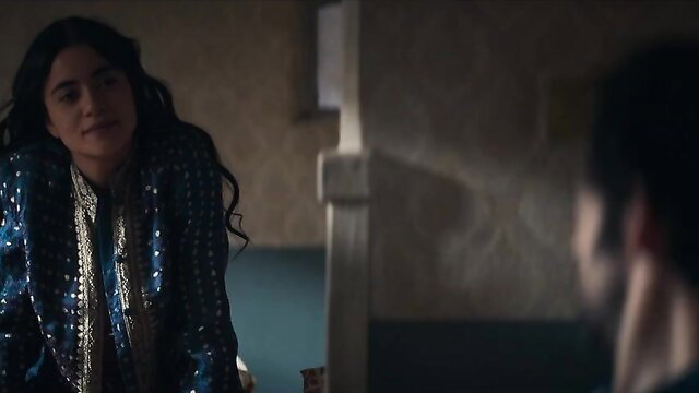 Paulina Gaitan hot in blue embroidered dress, Belascoaran PI nude scene