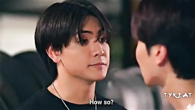 Two handsome Asian men in intense BL gay drama scene from Fadel and Style