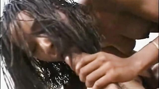 Brianna ebony babe deepthroating cock wet outdoor blowjob