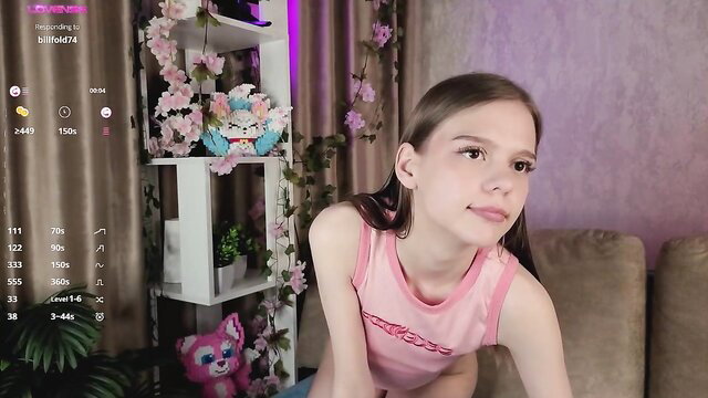 Pickmy young skinny girl teases small tits in pink tank top