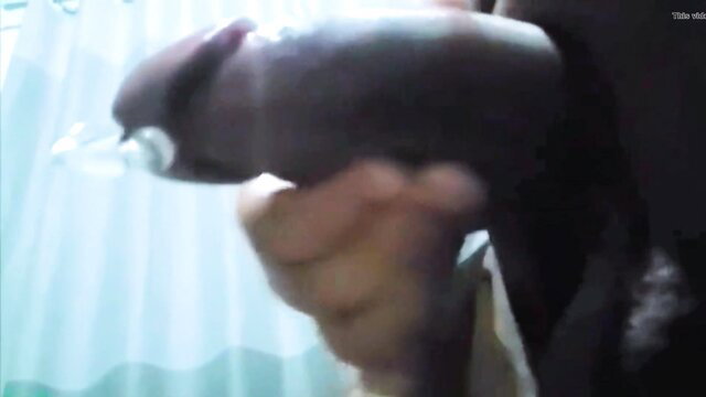 BearBoy's pierced black dick closeup in amateur solo vid