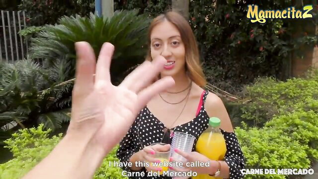 Marcela Carmona huge rump Latina in polka dot dress picked up by Cristian Cipriani
